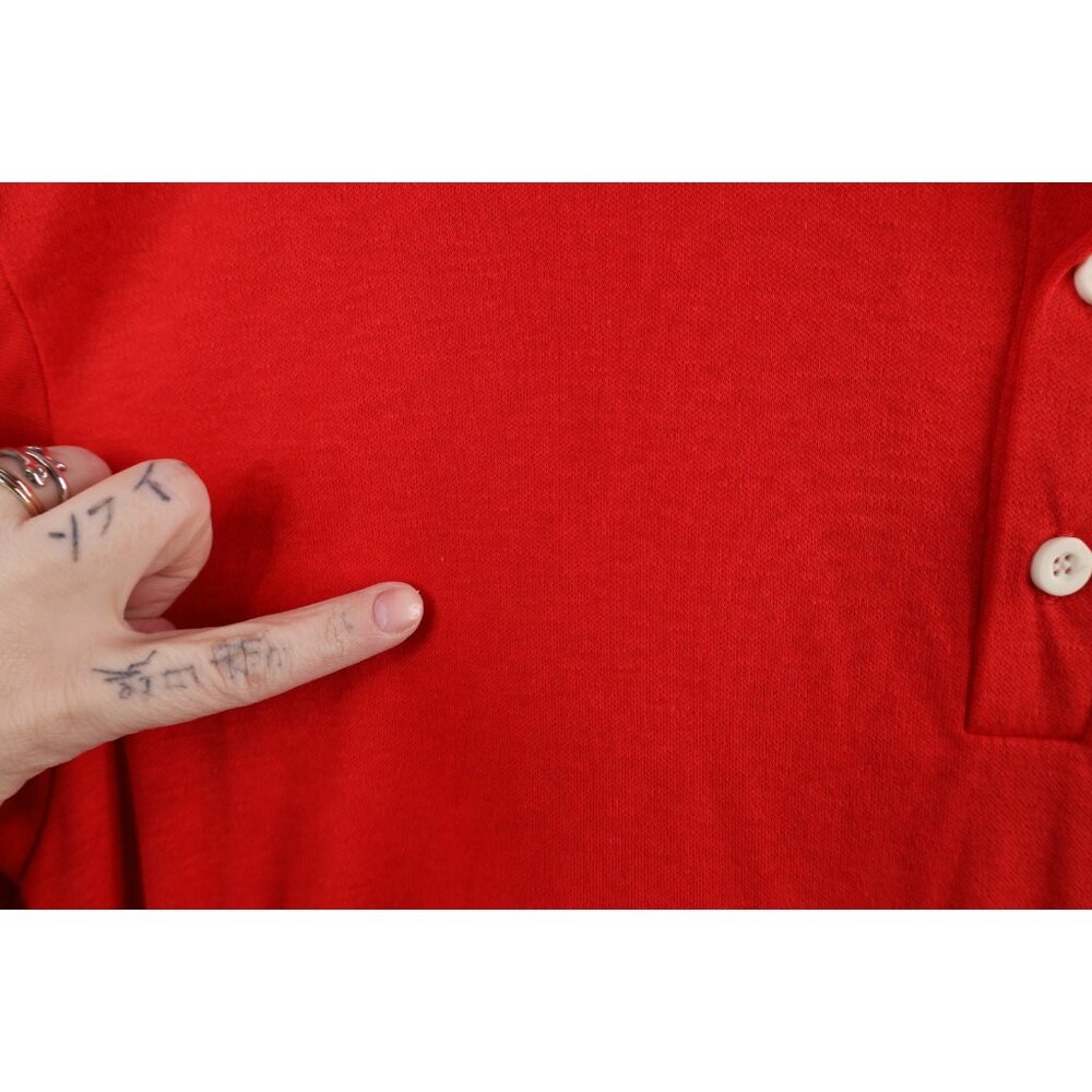 Vtg 80s 90s Streetwear Mens Medium Blank Knit Collared Golf Polo Shirt Red USA - Picture 8 of 15